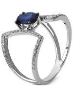 Luna Creation - Ring - Witgoud 14K Diamant 0.23ct Saffier - 1B684W4535-1-53.5